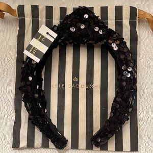 Lele Sadoughi black sequin top knot headband